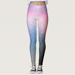 Rainbow Color Glittered Effect Graphic Print Leggings
