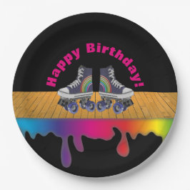 Rainbow Color Paint Roller Skating Birthday Party Pappteller