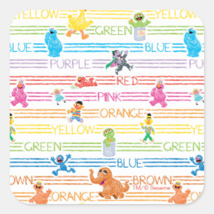 Rainbow Color Sesame Pals Muster Quadratischer Aufkleber