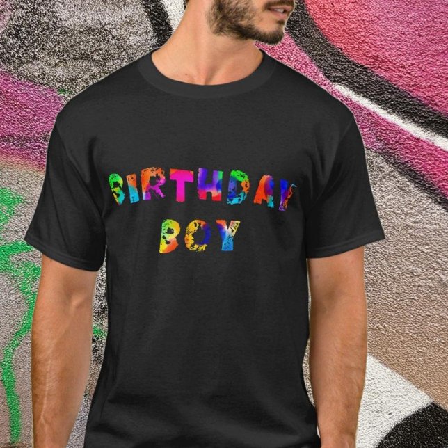 Rainbow Color Splash Birthday Boy T-Shirt (Von Creator hochgeladen)