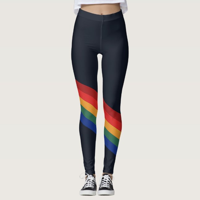 Rainbow Color Stripes Regenbogen Regenbogenfarben Leggings (Vorderseite)