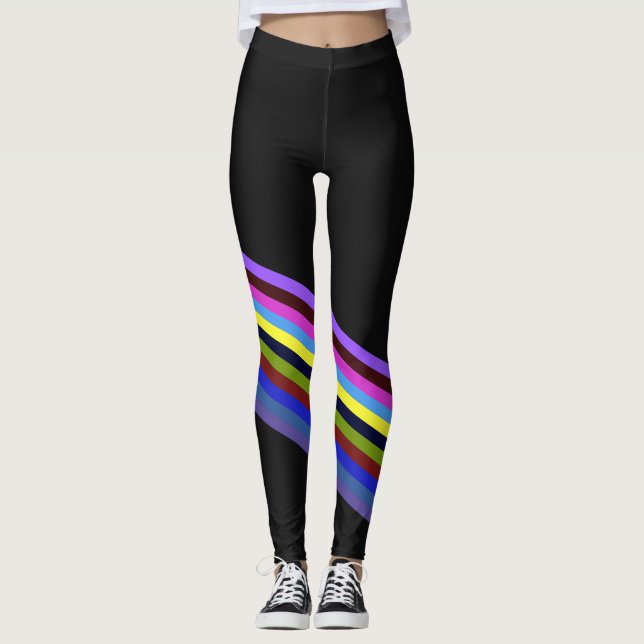 Rainbow Color Stripes Regenbogen Regenbogenfarben Leggings (Vorderseite)