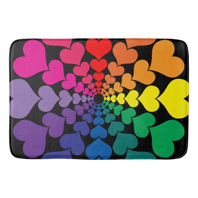 Rainbow Color Valentine Hearine Muster Memory Foam Badematte (Vorderseite)
