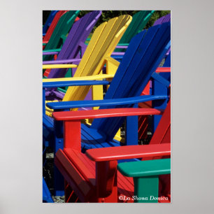 Rainbow Colored Adirondack Chairs Poster