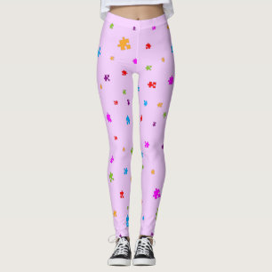 Rainbow Colored Autism Puzzleteile auf PINK Leggings