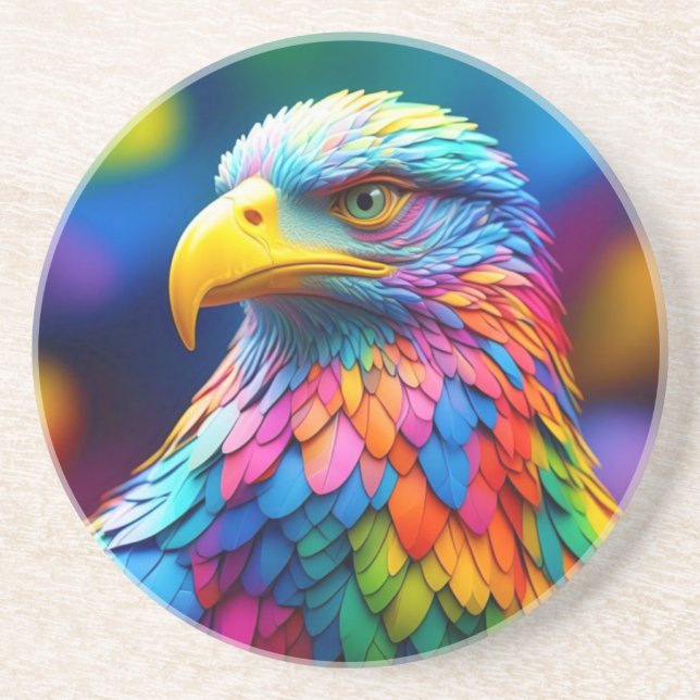Rainbow Colored Bald Eagle-65456 Getränkeuntersetzer (Vorne)