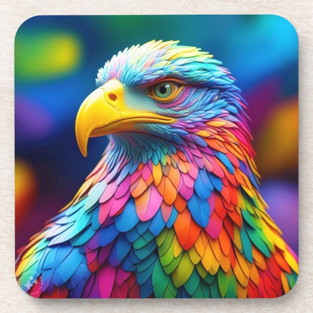 Rainbow Colored Bald Eagle-65456 Getränkeuntersetzer (Vorderseite)