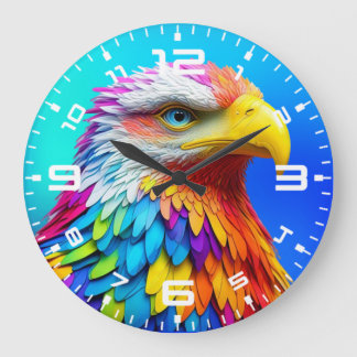 Rainbow Colored Bald Eagle-65456 Große Wanduhr