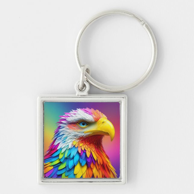 Rainbow Colored Bald Eagle-65456 Schlüsselanhänger (Vorne)