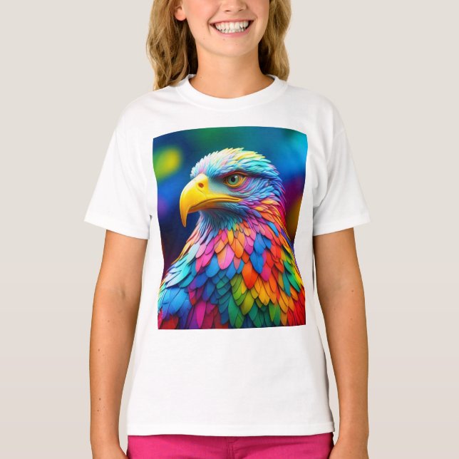 Rainbow Colored Bald Eagle-65456 T-Shirt (Vorderseite)