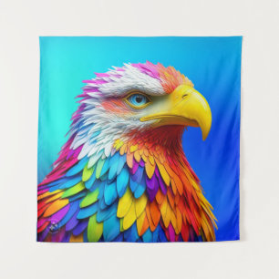 Rainbow Colored Bald Eagle-65456 Wandteppich