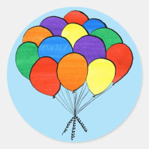 Rainbow Colored Balloons Illustration Aufkleber
