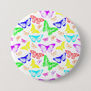 Rainbow Colored Butterflies Flying Button
