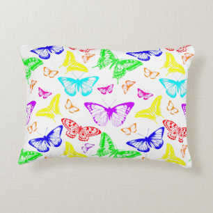 Rainbow Colored Butterflies Flying Dekokissen