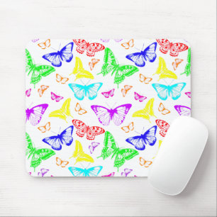 Rainbow Colored Butterflies Flying Mousepad