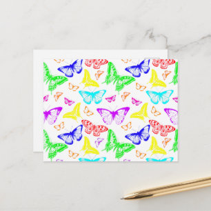 Rainbow Colored Butterflies Flying Postkarte
