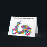Rainbow Colored Electric Motor Scooter Geburtstag Karte<br><div class="desc">Senden Sie mit dieser lustigen Karte, die für Ihre eigene Nachricht bereit ist, ein paar bunte Geburtstagsgrüße an Motorroller oder Moped-Fahrer. Enthält eine Illustration eines Rollers in leuchtend bemalten Stil Regenbogenfarben. Der Text auf der Vorderseite und auf der Innenseite der Karte ist für Ihre personalisierte Touch bereit, sodass Sie eine...</div>