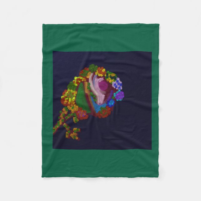 Rainbow Colored Floral Fleece Blanket (Vorderseite)