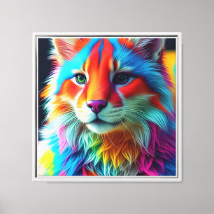 Rainbow Colored Furry Cat-68587 Leinwanddruck