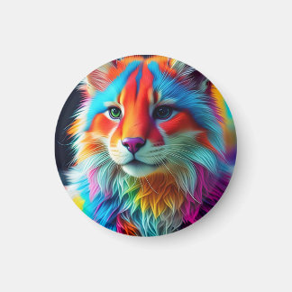 Rainbow Colored Furry Cat-68587 Magnet