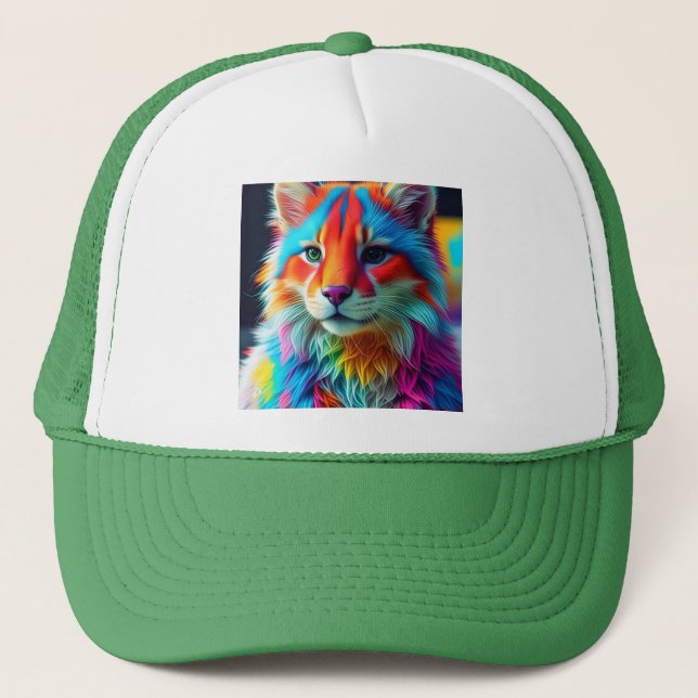 Rainbow Colored Furry Cat-68587 Truckerkappe (Vorderseite)
