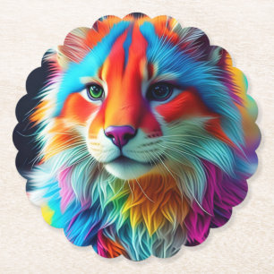 Rainbow Colored Furry Cat-68587 Untersetzer