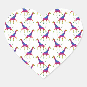 Rainbow Colored Giraffe Herz-Aufkleber