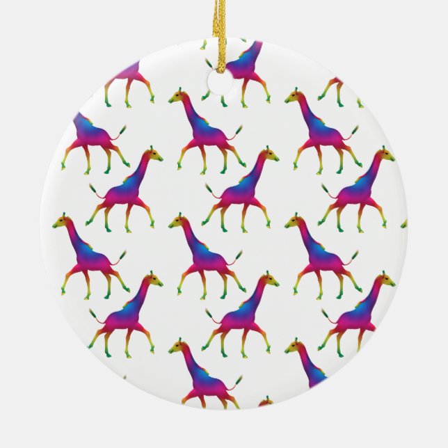 Rainbow Colored Giraffe Keramik Ornament (Hinten)