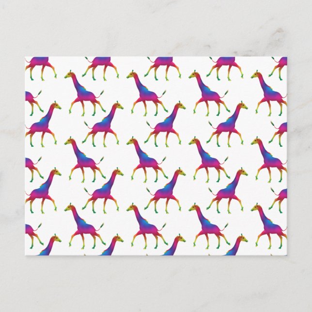 Rainbow Colored Giraffe Postkarte (Vorderseite)