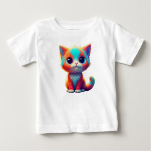 Rainbow Colored Kitten Cartoon T - Shirt