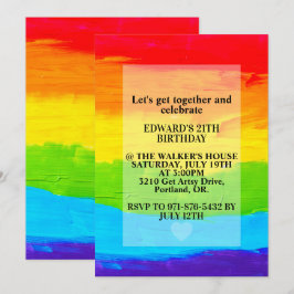 Rainbow Colored Leinwand Painting Birthday Party Einladung