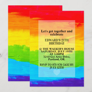 Rainbow Colored Leinwand Painting Birthday Party Einladung