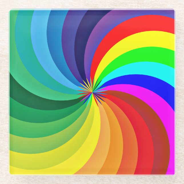 Rainbow Colored Mandala-46556 Glasuntersetzer (Vorderseite)