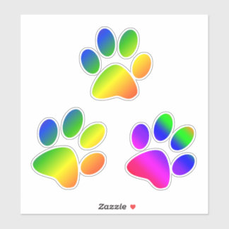 Rainbow Colored Paw Prints Aufkleber