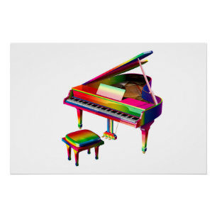 Rainbow Colored Piano Poster