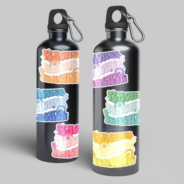 Rainbow Colored Retro Teacher Vinyl Sticker Pack (Von Creator hochgeladen)
