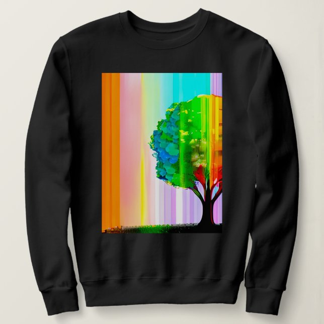 Rainbow Colored Tree and Sky Sweatshirt (Design vorne)
