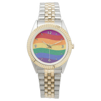 Rainbow Colored Wavy Lines Armbanduhr