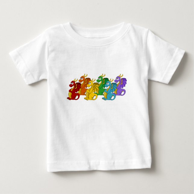 Rainbow colorful dragons cartoon  baby t-shirt (Vorderseite)