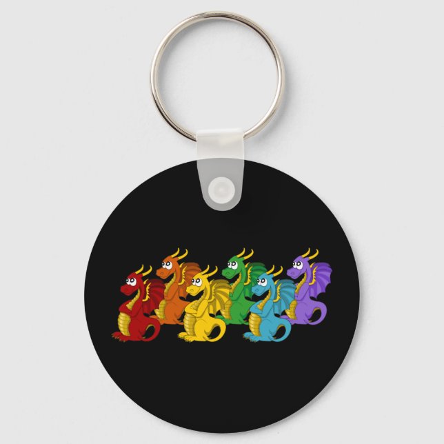 Rainbow colorful dragons cartoon  schlüsselanhänger (Vorderseite)