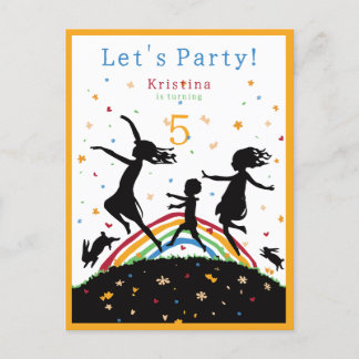 Rainbow Colorful Kindergeburtstag Einladungspostkarte