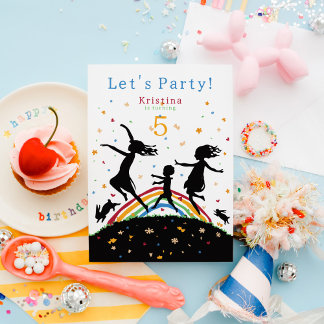 Rainbow Colorful Kindergeburtstag Fun Einladung
