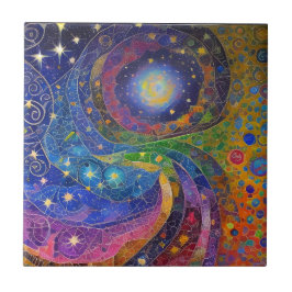 Rainbow Colorful Night Sky Star Wirbel Mosaik Fliese