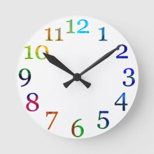 rainbow colorful numbers wall clock runde wanduhr