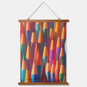 Rainbow Colorful Pencil Palette Farbe Wandteppich Mit Holzrahmen
