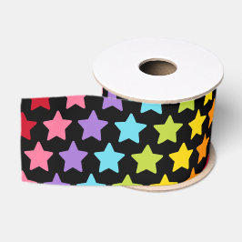 Rainbow Colorful Stars Print Ribbon Ripsband