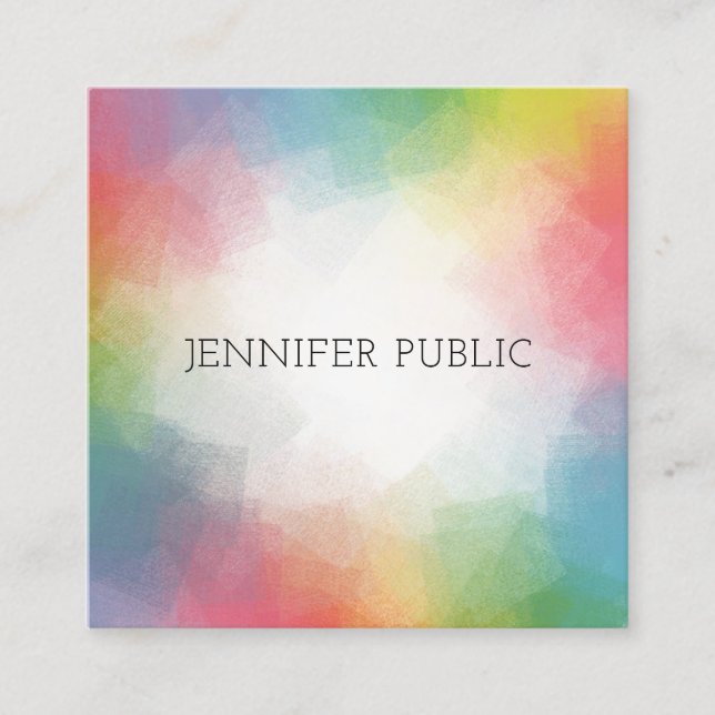 Rainbow Colorful Template Modernes Elegantes Quadratische Visitenkarte (Vorderseite)