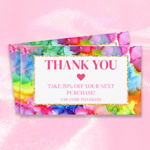 Rainbow Colorful Watercolor Tinte Moderner Chic Rabattkarte