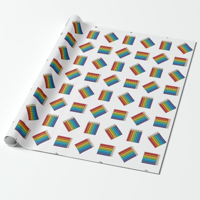 Rainbow Coloring Pencies Geschenkpapier (Ungerollt)