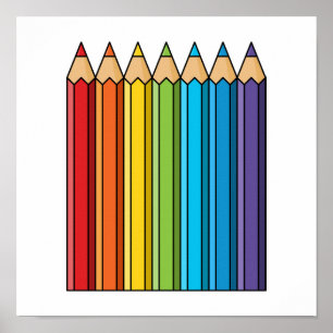 Rainbow Coloring Pencies Poster